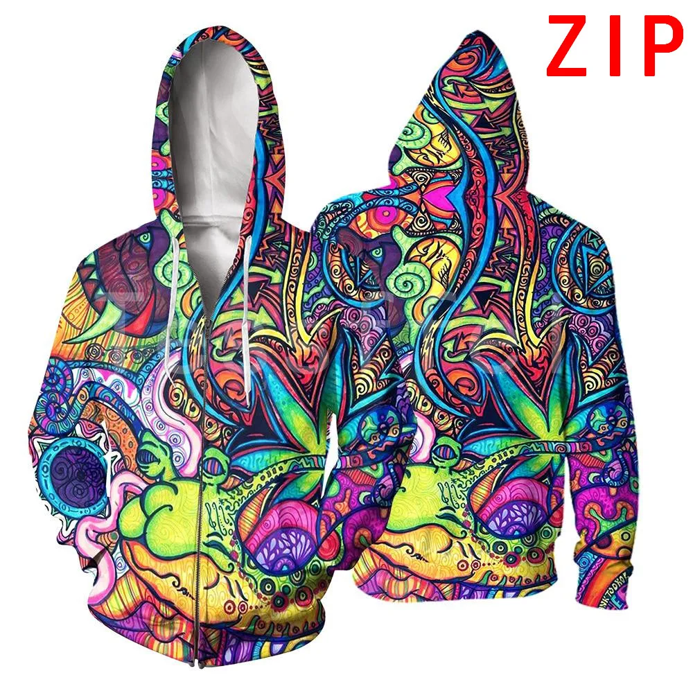 Tessffel Hippie Psychedelic 3D Print 2021 New Fashion For Men/Women Hooded Sweatshirt Zipper Hoodies Casual Unisex Pullover H08 | Мужская