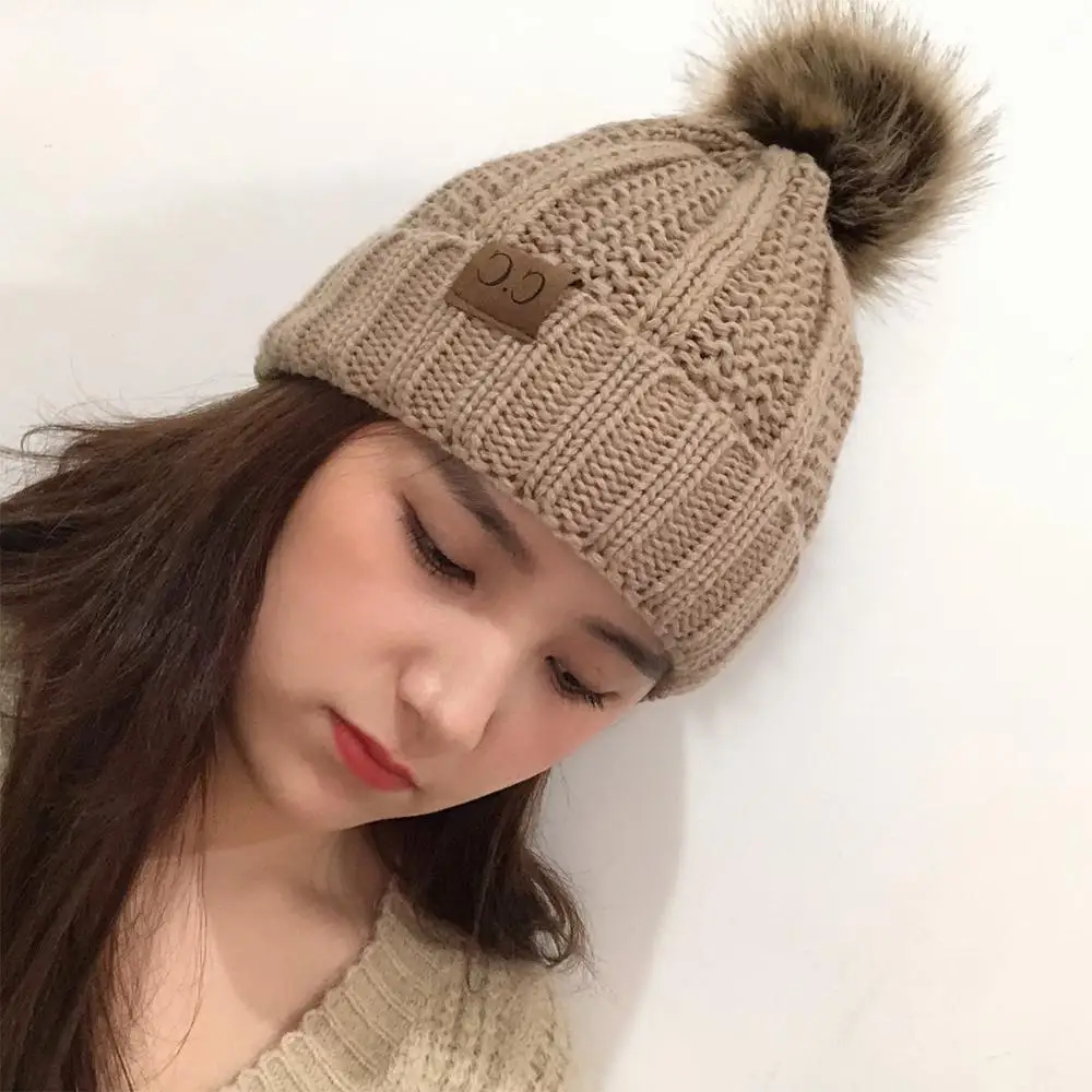 Новинка зимние и осенние шапки с помпоном женские вязаные шерстяные шапочки