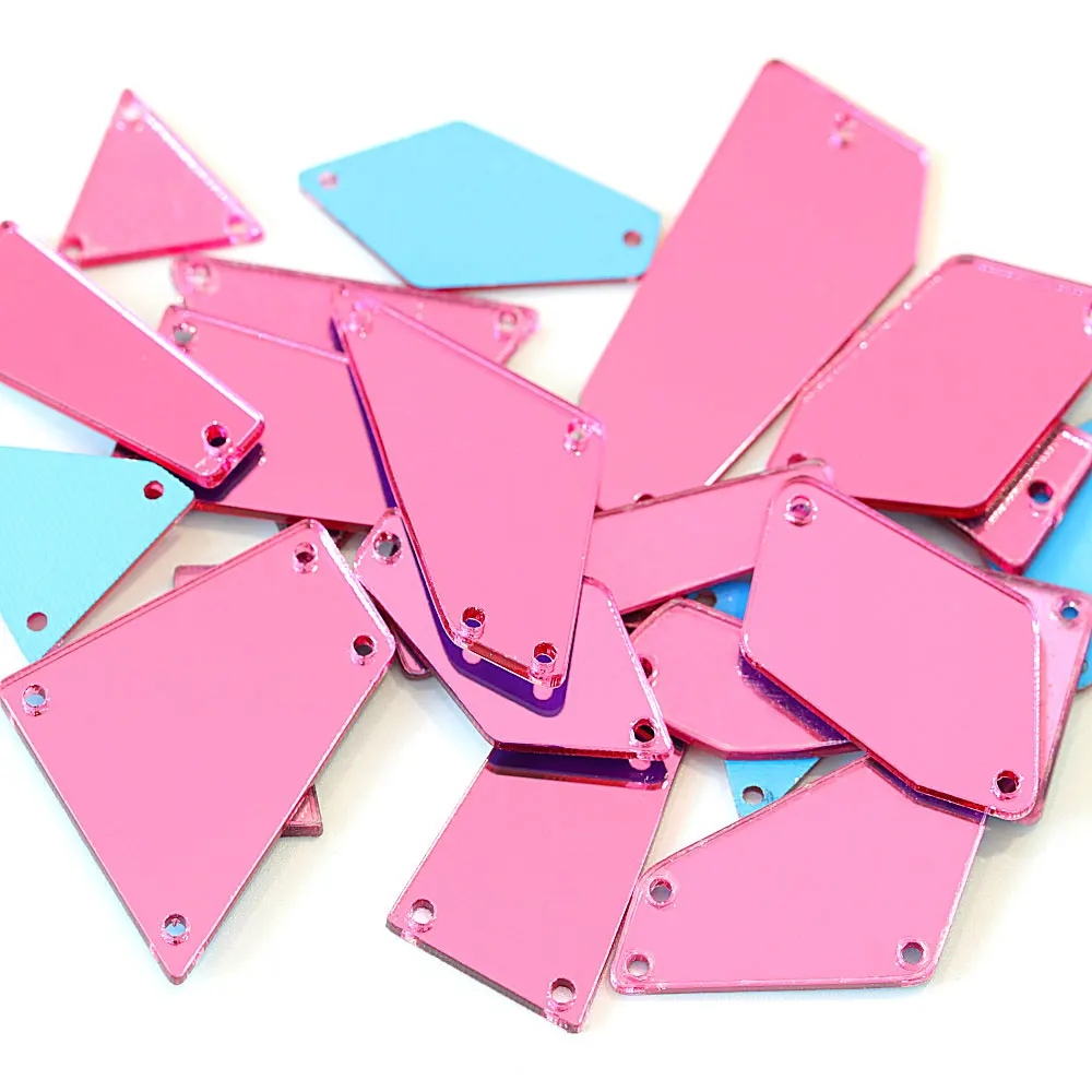 50 шт. розовые зеркальные пришивные стразы нерегулярные акриловые Стразы для