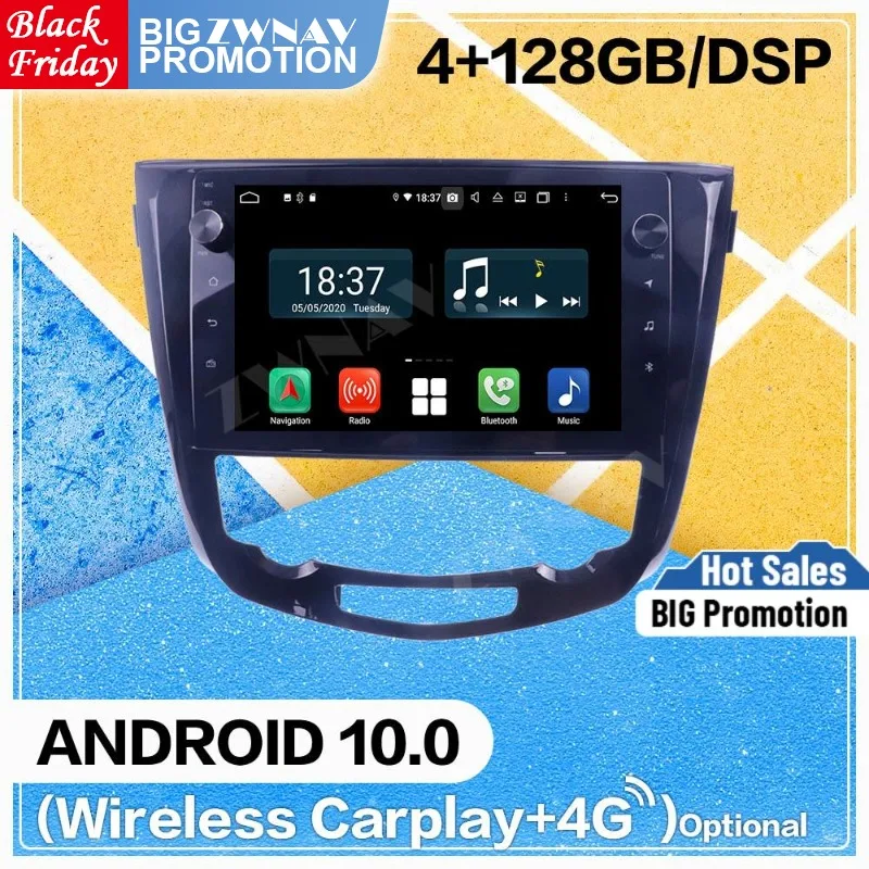 

2 Din 128G Carplay Android 10 For Nissan X-Trail Qashqai 2013 2014 2015 2016 2017 Car Radio Stereo Audio Recorder GPS Head Unit