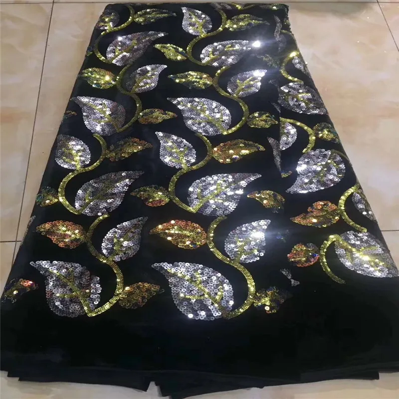 Кружевная ткань с африканскими блестками бархатная фиолетовая кружевная