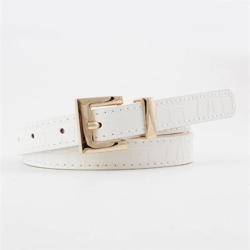 Ремень женский из искусственной кожи с золотой пряжкой красный черный