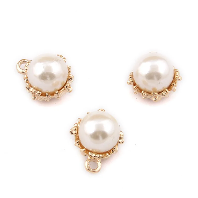 

10Pcs/Lot Metal Base White Limitation Pearls Pendant Charms For DIY Making Earrings Bracelet Jewelry Accessories New Fashion