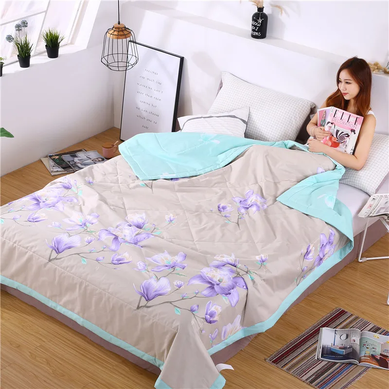 Сплошной цвет мыть хлопок кондиционер летнее одеяло дышащие постельные