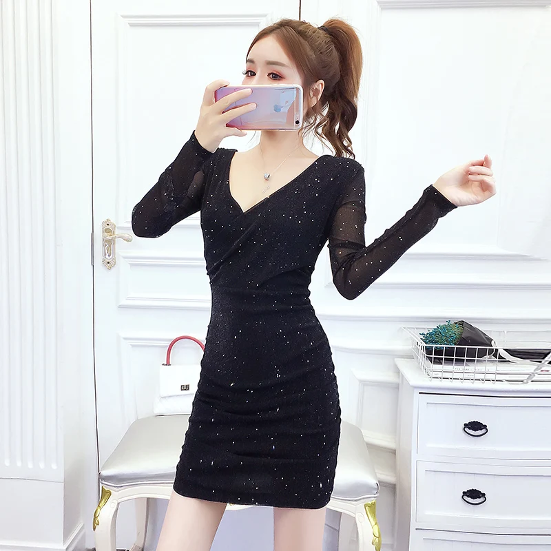

2020 Dress Slim Slim Thin Autumn Winter New Women Wild Fashion Women Spring Hip Dress Sexy Mid-length Bottoming women dress