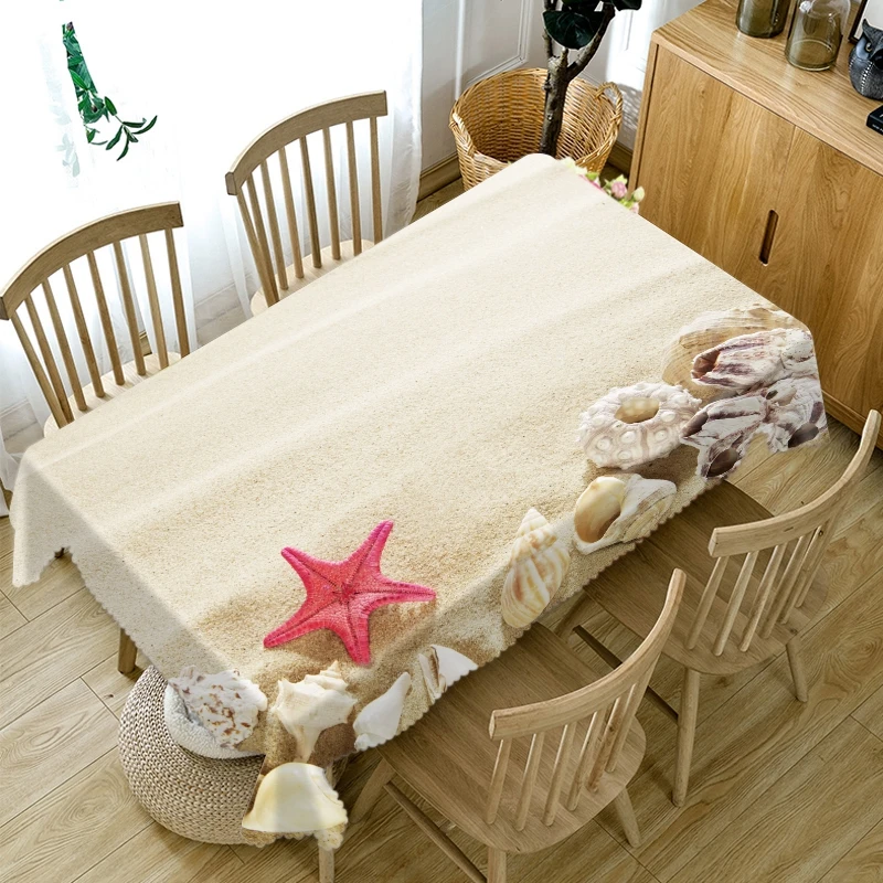 Плотная хлопчатобумажная скатерть с 3d узором кораллы морские звезды на пляже