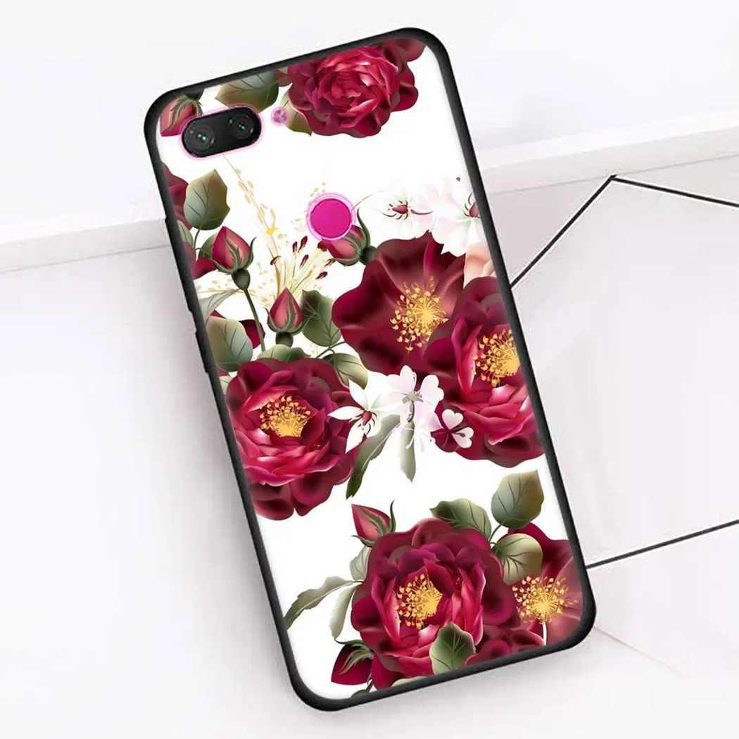 Мягкий силиконовый чехол для Redmi Note 5 6 7 8 Pro 5A 8T Prime 4X K30 Poco X2 черный телефона с розами
