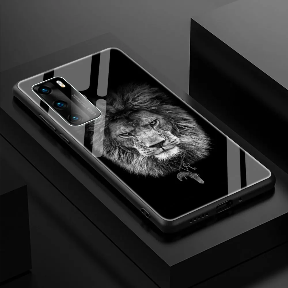 

Wolf, Tiger, Leopard, Lion Soft Edge Phone Case for Huawei P30 P20 P10 Lite P40 Pro P Smart Z 2021 Luxury Tempered Glass Shell