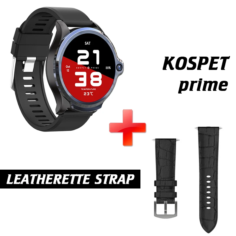 Leatherette Strap KOSPET Prime, 3 ГБ, 32 ГБ, двойная камера, 1260 мА/ч, батарея, 4G, Смарт-часы, 1,6 дюйма, разблокировка лица, gps, спорт, Bluetooth, Android, Смарт-часы для мужчин - Цвет: Leatherette Strap