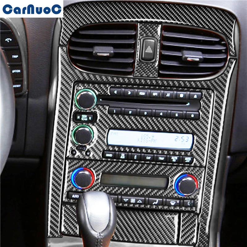 

8Pcs/Lot For Chevrolet Corvette C6 2005-2007 Car Center Console Frame Panel Decal Trim Cover Styling Carbon Fiber Sticker Black