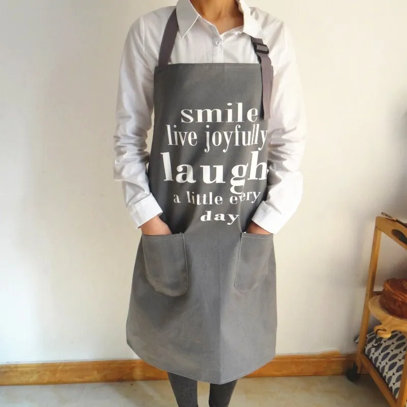 Хлопковый кухонный фартук без рукавов серый с рисунком улыбки для мужчин и