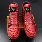 Новое поступление, роскошные мужские красные ранние мужские туфли со шнуровкой, черные Трендовые туфли для отдыха, обувь на плоской платформе W28