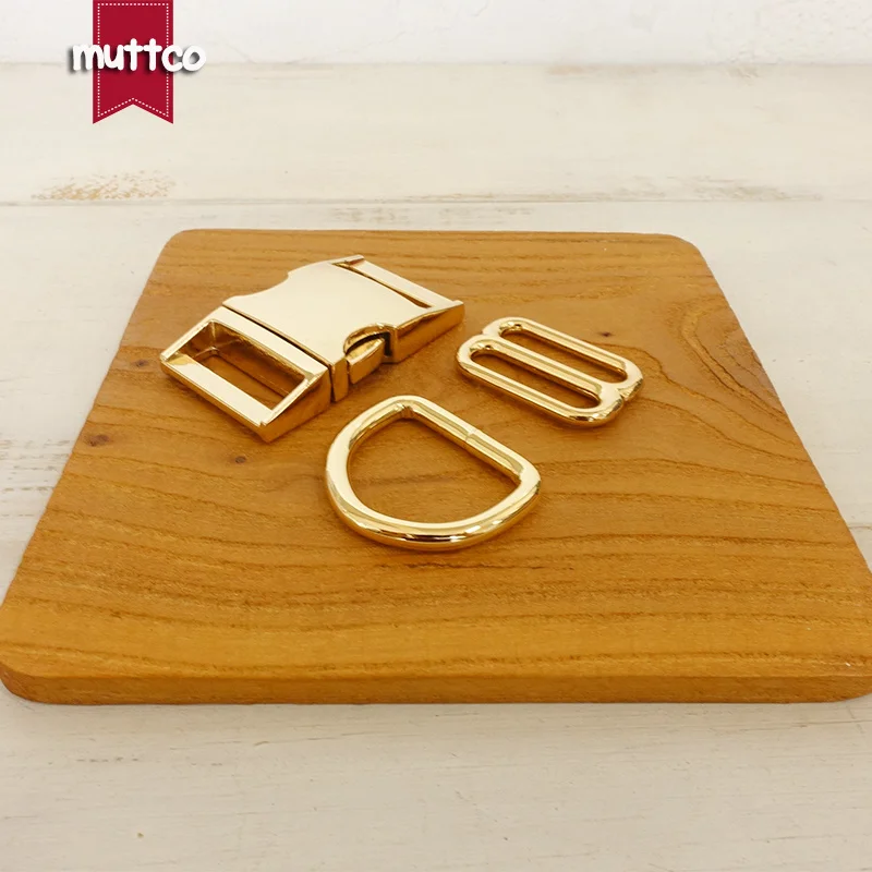 

(metal buckle+adjust buckle+D ring) New arrival DIY Dog Collar Accessories 2.5cm gold diy metal buckle zinc alloy adjust buckle