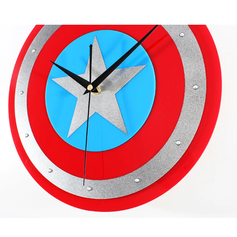 Wall Clock America Captain Shield Home Decor Clocks Creative Art Watch Modern Design 12&quot | Дом и сад