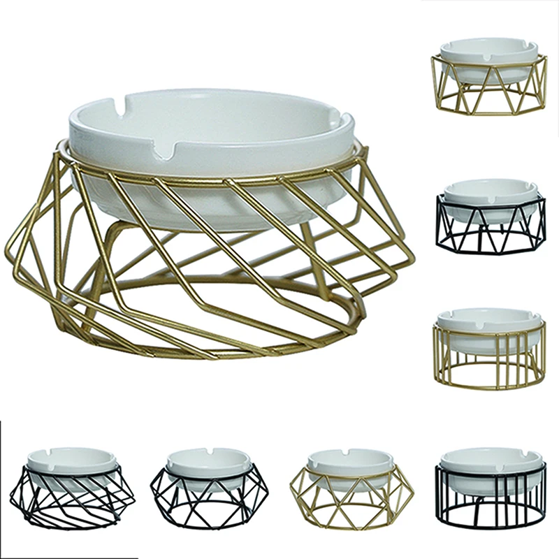 

Ceramic Ashtray Hollow Out Ash Tray Geometric Figure Ashtrays Desktop Decor Ash Storage Box for Home Office Smoking Accessories