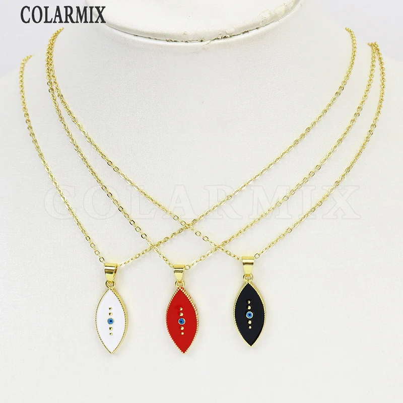 

6 Pcs Enamel Eyes style pendant necklace Mix color Pendant necklace Fashion jewelry chain fashion jewelry necklace