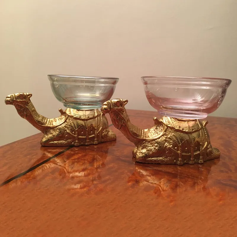 

Decorative glass bowl souvenir camel gift for chocolate candy service (2 pcs Set)