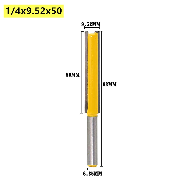 Citop 1pcs 1/4 Shank Extension Long Straight Double-edged Trimming Knife CNC Milling Cutters Router Bit for Wood Edge Cutting |