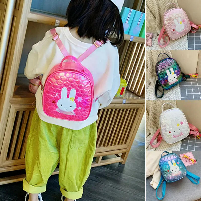 Милый милый детский школьный рюкзак для девочек с рисунком кролика и лазерной