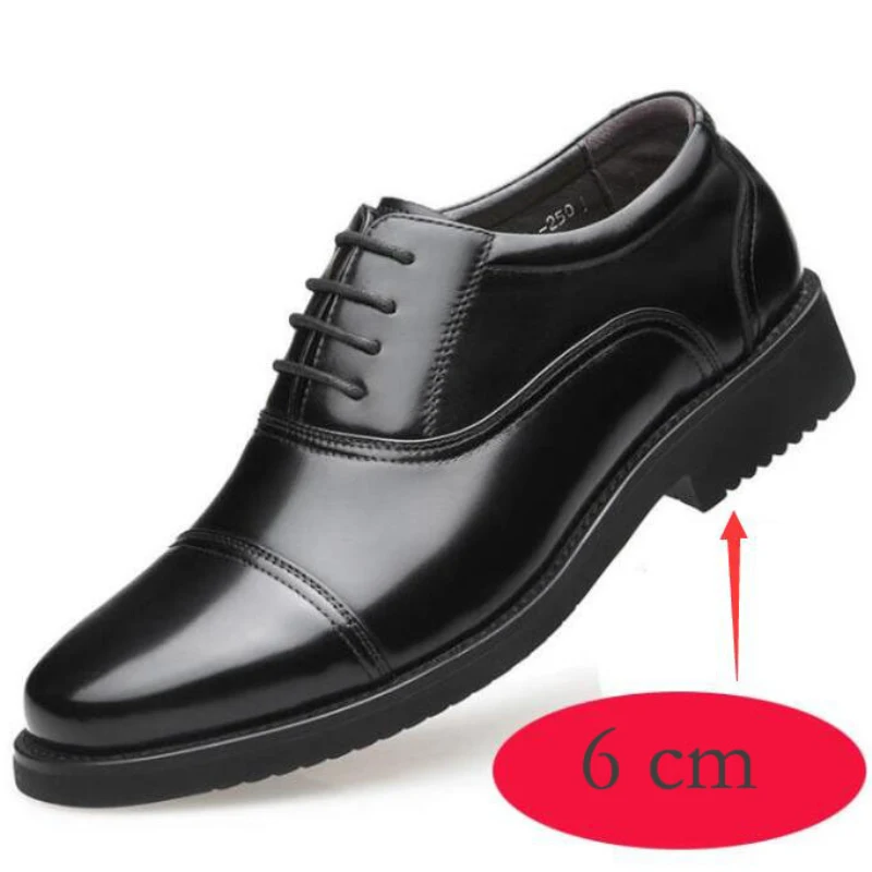 Визуально увеличивающие рост Мужская Свадебная обувь Скрытая с каблуком 6 см и