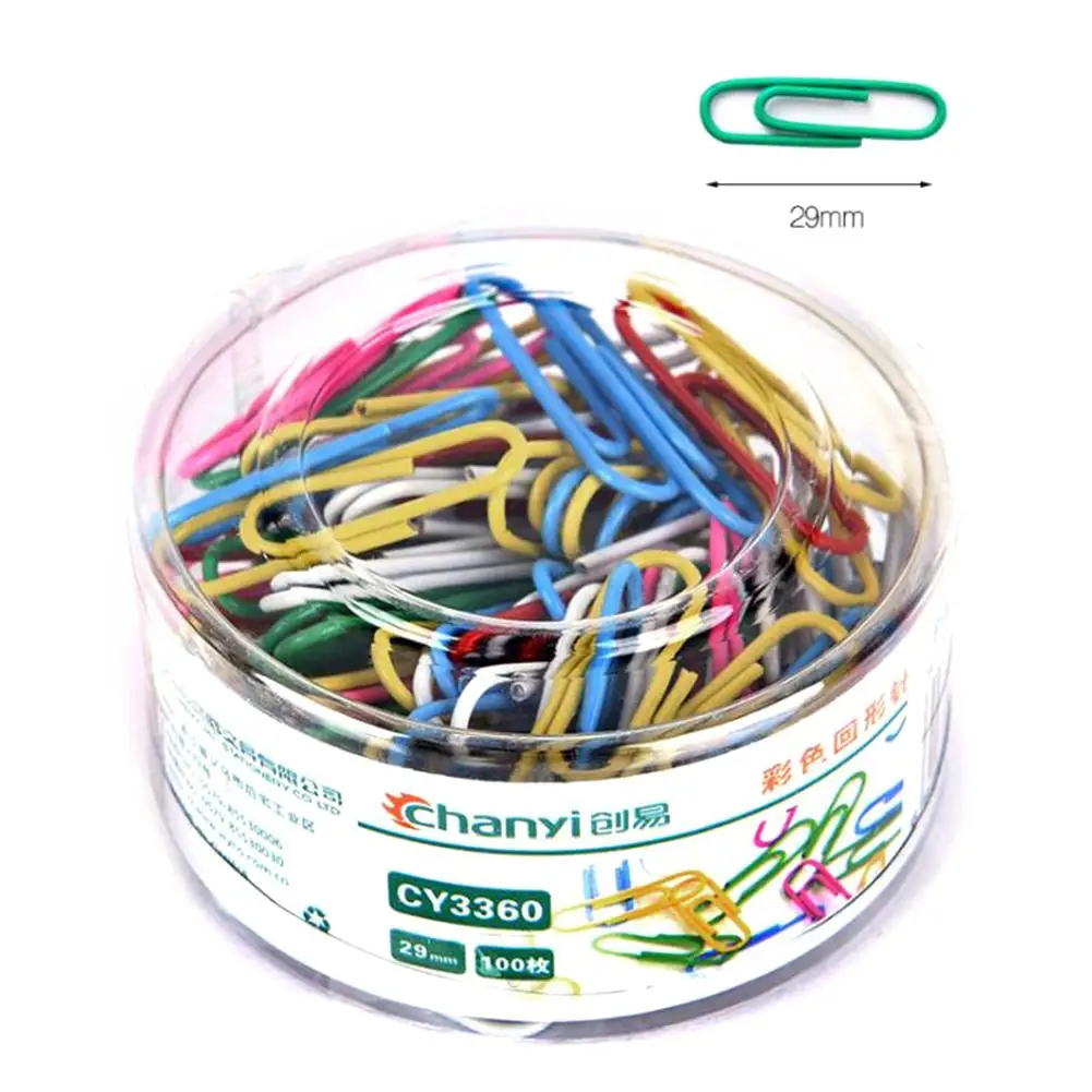 100 шт цветной металлический скрепка для бумаги канцелярские принадлежности