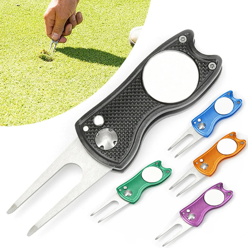 

1 Pcs Steel Golf Divot Repair Switchblade Tool Pitch Groove Cleaner Golf Pitchfork Golf Accessories Putting Green Fork Dropship