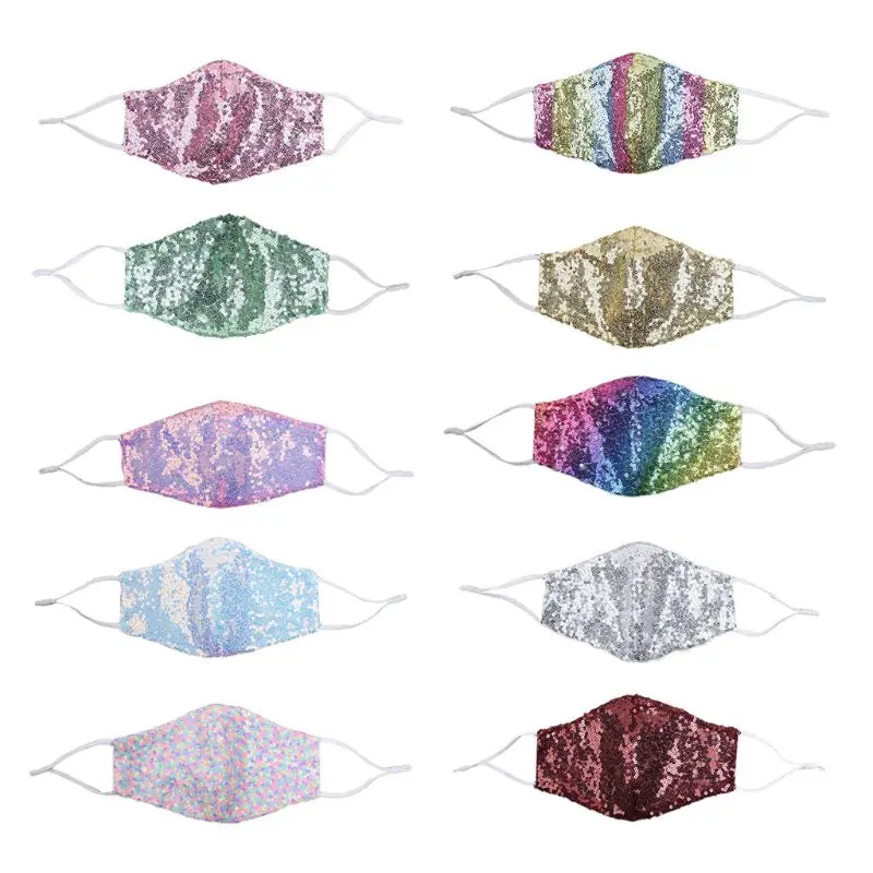 

3 Pcs Reusable Washable Sequins Mouth Mask Dustproof Breathable Protective Cover X5XA