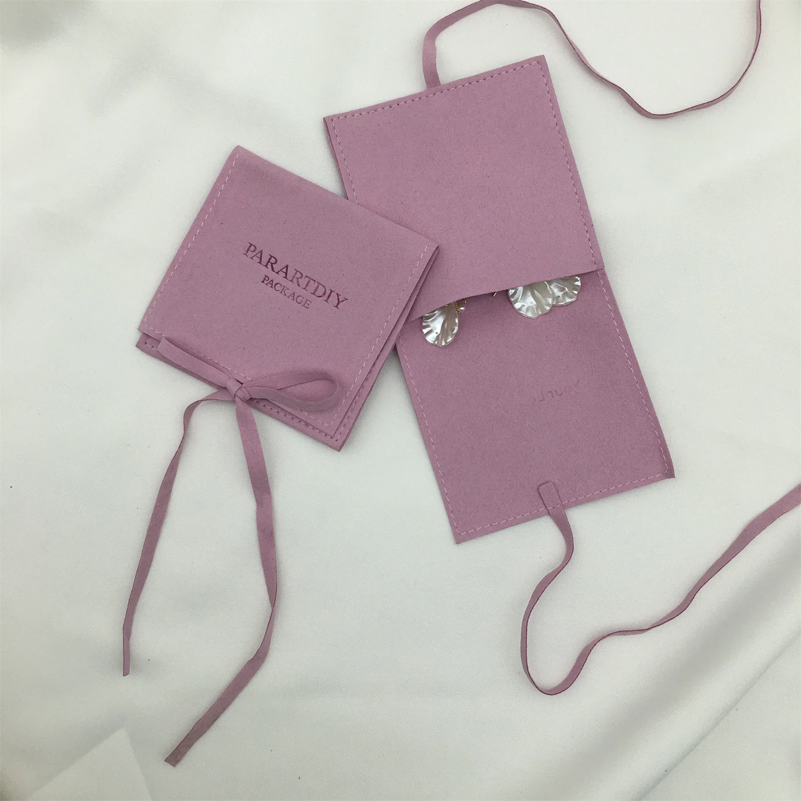 50 custom jewelry packaging pouch custom logo envelope bags with flap microfiber ring pouch embossing logo multicolor