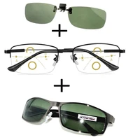 3pcs titanium progressive multifocal reading glasses men women polarized sunglasses high quality sports sunglasses clip