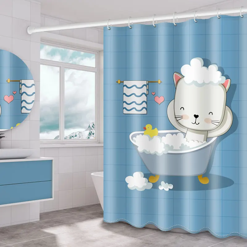 

Waterproof Thicken Shower Curtain Polyester Cute Cartoon Animal Shower Curtain Anti-mildew Rideau Douche Bath Decor DE50YL