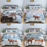 3d deer printed duvet cover kids bedding set luxury for bedroom soft comforter cover queen king size bed clothes home textile