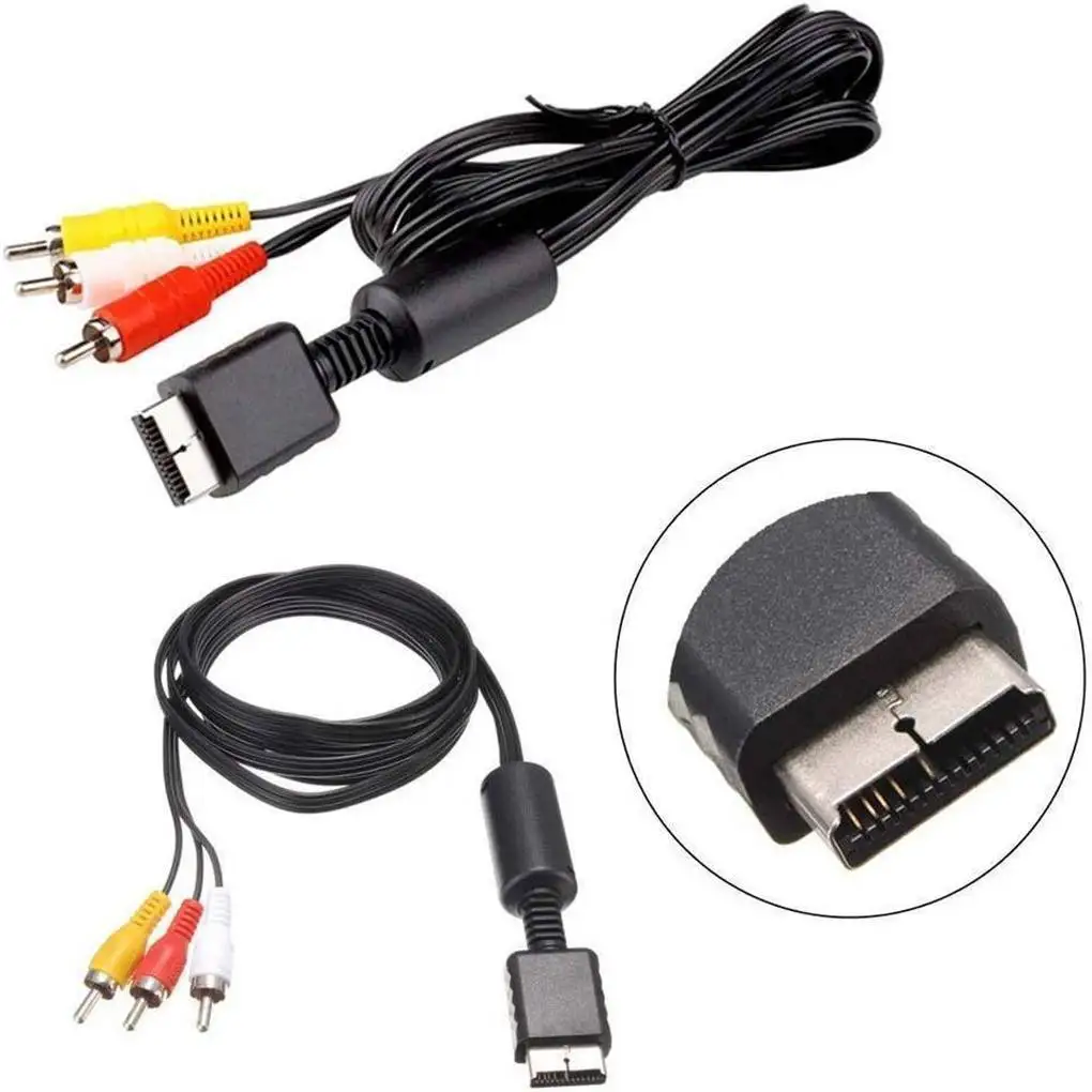 

1m Audio Video AV Cable Cord Wire to 3 RCA 9 pin Nickel PlugTV Lead for Sony for Playstation PS1 PS2 for PS3 Console Cable