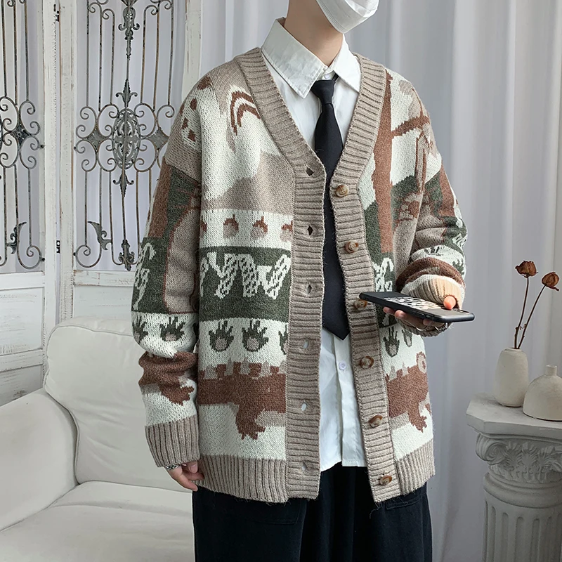 Винтажный кардиган оверсайз новинка 2022 мультяшный вязаный свитер в японском