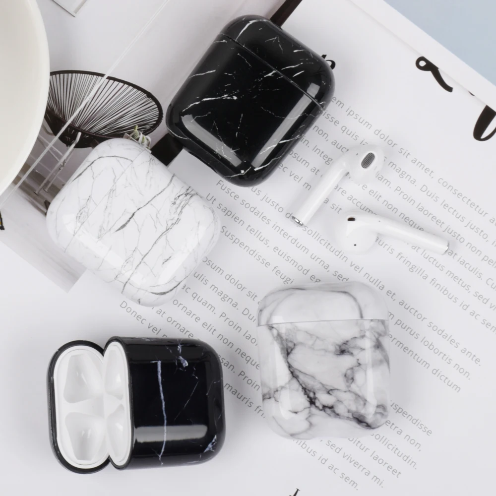 Роскошный Мраморный чехол для Airpods, жесткий чехол из поликарбоната для Airpods 2, защитный чехол для зарядки, чехол для Air pods 1, 2, Coque Funda