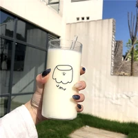 creative water glass transparent mug coffee drinking glasses cartoon pudding 400ml borosilicate cups in tumblers juice drinkware