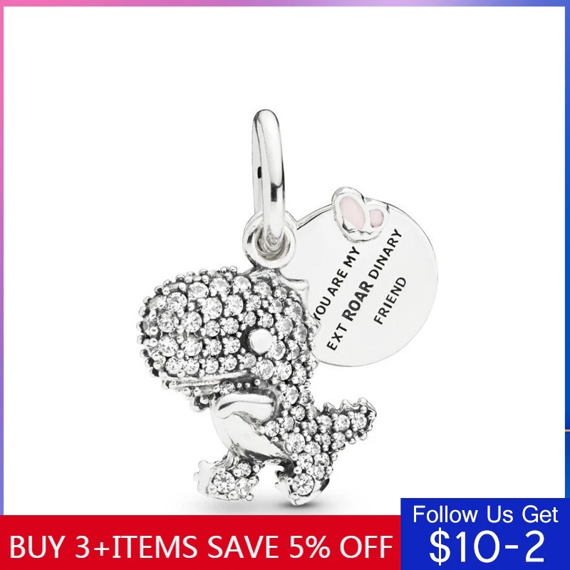 Детский набор из серебра 100% пробы с цирконом codemon Key 925 фианит динозавр