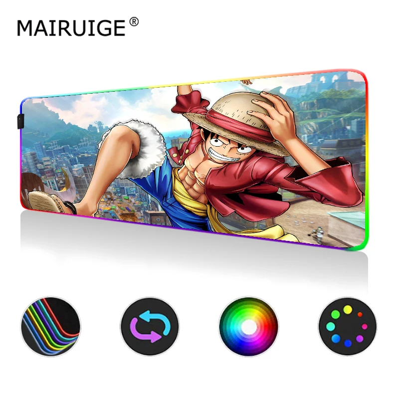 

One Piece Anime RGB Mouse Pad Large LED Light Color Gamer Computer Gaming MousePad Desktop Pad with Backlight 900x400