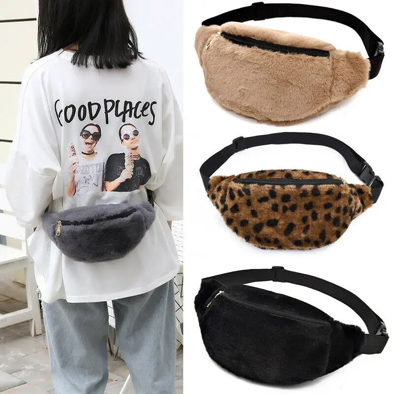 

2019 Faux Fur Fanny Pack Women Plush Waist Bag Men Winter Bum Bag Female Travel Bum Hip Coins Phone Pouch Casual Chest Bag #30