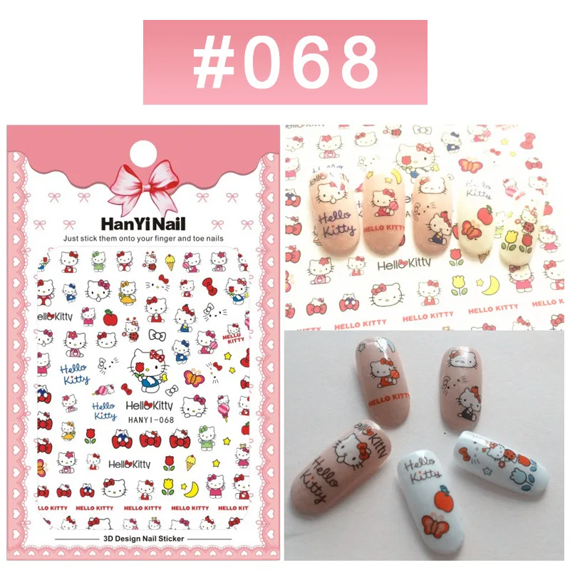 Наклейки для ногтей Sanrio с рисунком hello kitty 3D наклейки наклейкой на задней стороне