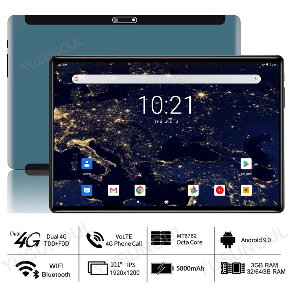 

3+32/64GB ROM 4G LTE Global Version 2.5D Glass New Android 9.0 10 inch tablet 8 Cores 1920x1200 WiFi GPS Tablet 10.1"+Free Gifts