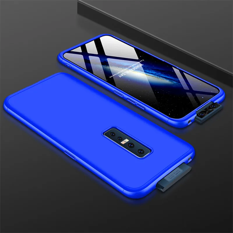 Vivo V17 Pro Чехол VivoV17Pro цветной 360 градусов полный чехол матовый Жесткий Чехол для Vivo V17Pro защитный чехол со стеклянной пленкой - Цвет: Blue
