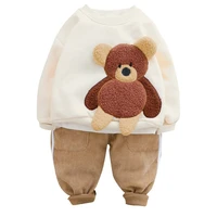 New Winter Toddler Infant Newborn Clothes Baby Girls Boys Clothing Sets Cartoon Bear Children Kids Plush Tops Pants Baby Clothes