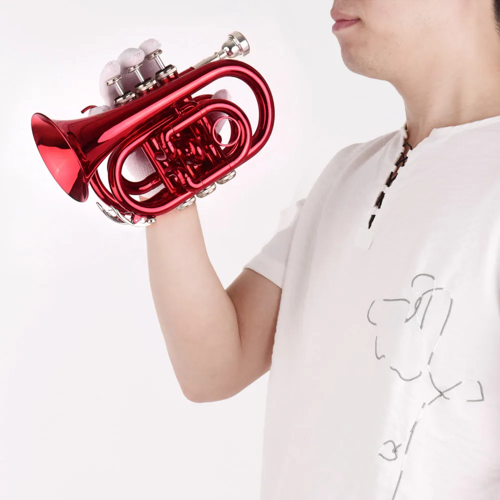 Muslady Мини карманный Bb труба плоская латунь Материал духовой инструмент с