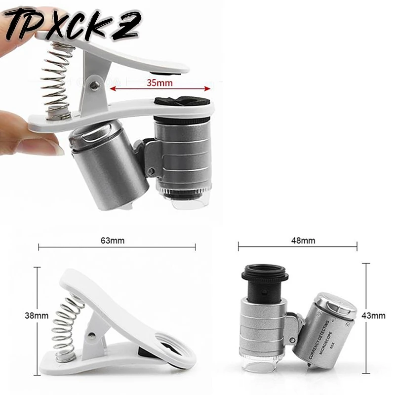 

NEW 60X Phone Digital Microscope Camera with LED Light Universal Mobile Magnifying Glass Macro Lens Zoom Camera Clip