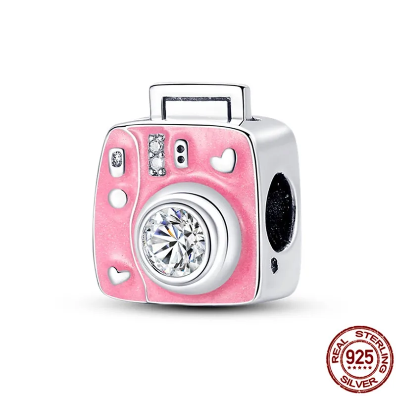 

Hot New Products 2021Arrival 100% Real 925 Sterling Silver Pink Camera Beads Fit Original 3mm Bracelet DIY Jewelry