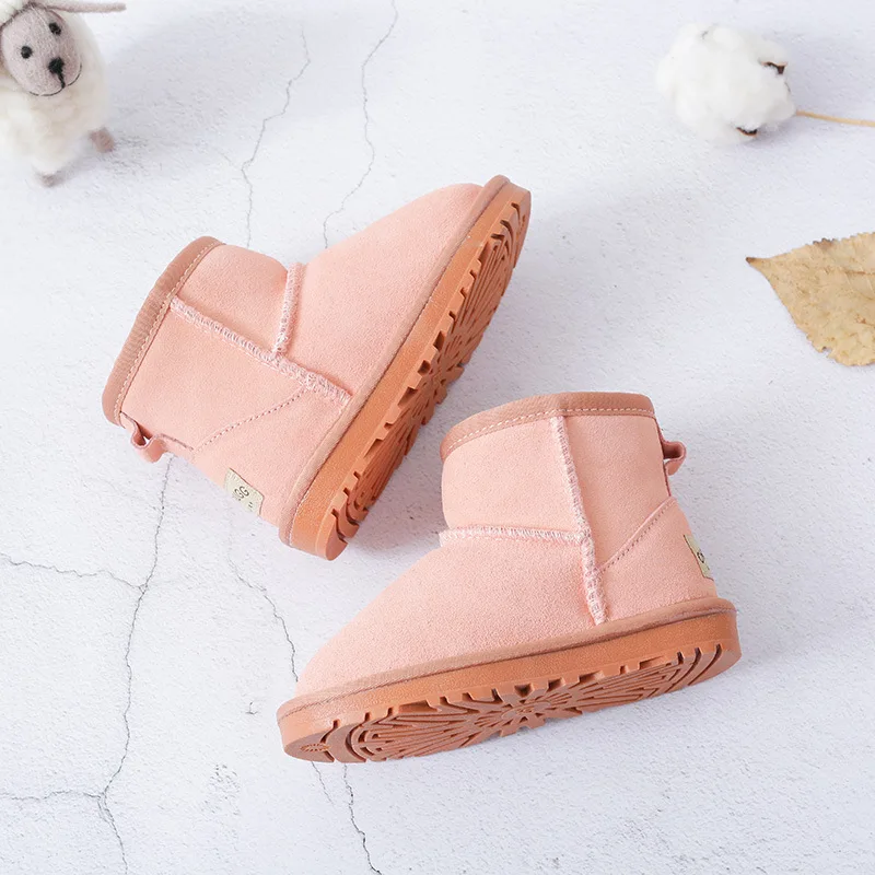 pink Модные зимние плюшевые ботинки для детей; обувь для девочек; зимние теплые ботинки на меху для девочек; мягкая удобная обувь; размеры 21-35 для возраста 1 - Цвет: pink