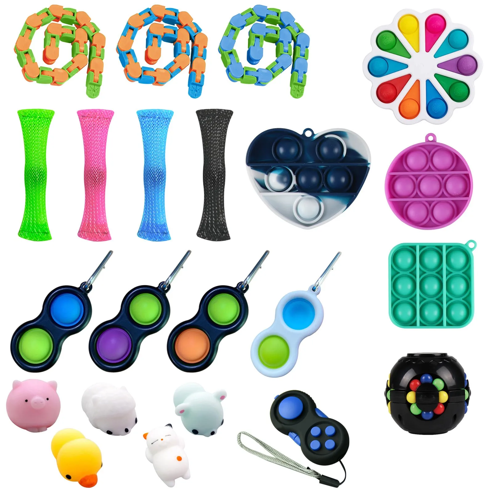 Juguetes sensoriales de burbujas de empuje, juguete para aliviar el estr&eacute;s, juguetes antiestr&eacute;s, paquete de 20 unidades-4