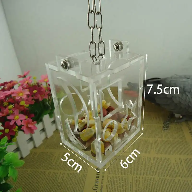 Портативная прозрачная акриловая кормушка для птиц подвесная игрушка кормления