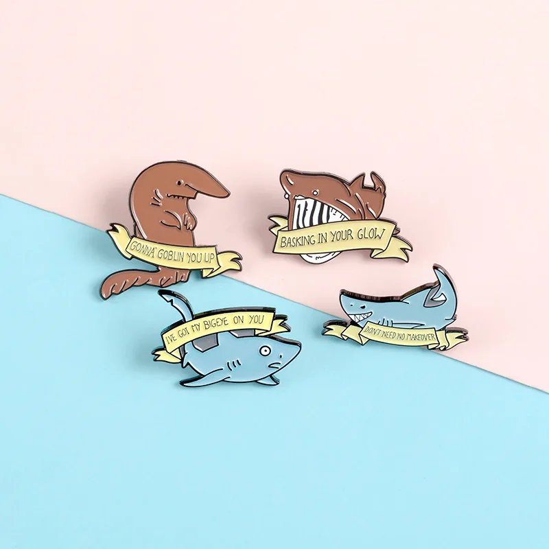 Морская Акула эмалированная булавка забавная цитата говорящая мем баннер