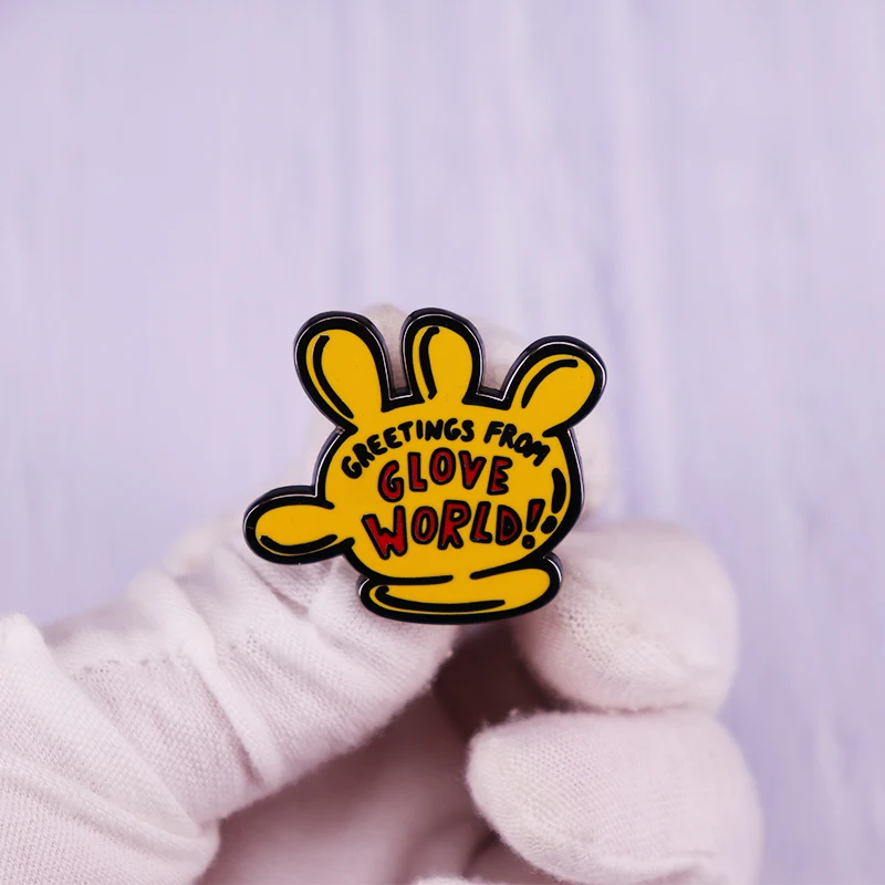 Greetings From Glove World Cartoon Enamel Brooch Pins Metal Badges Lapel Pin Brooches Jackets Jeans Fashion Jewelry Accessories | Украшения